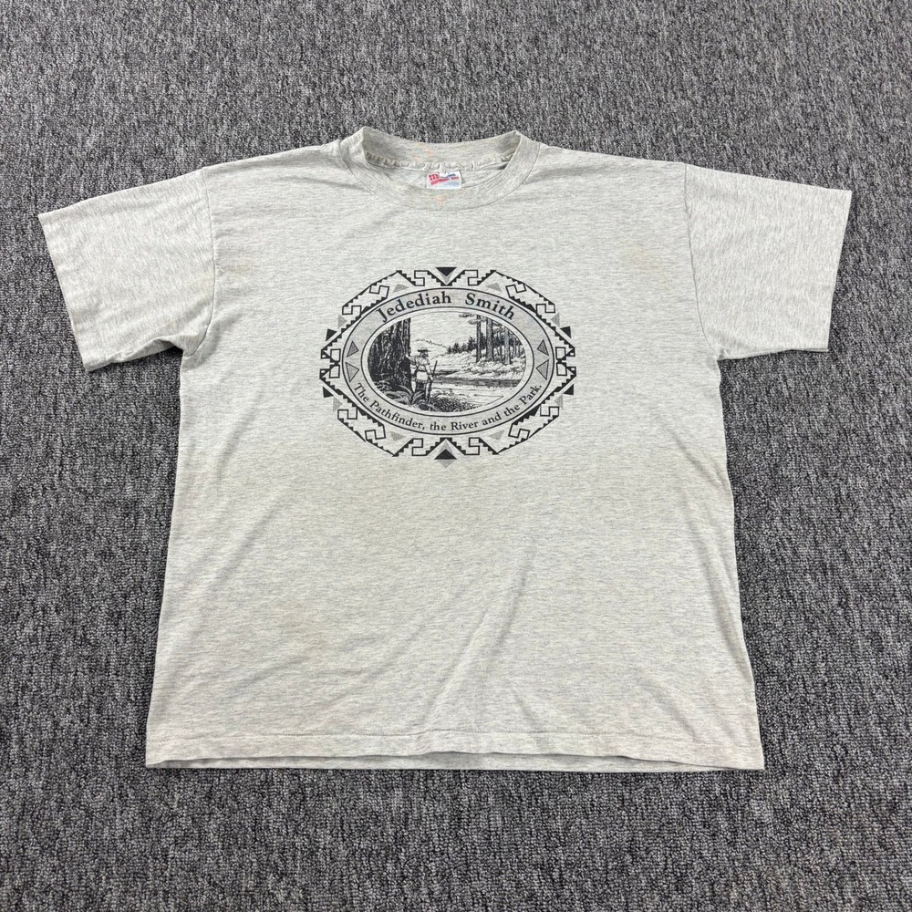90s Vintage Nature Jedediah Smith Made In USA Single Stitch T-Shirt Grey Large